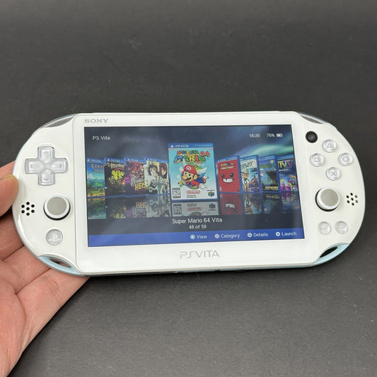 PS Vita Slim (128GB) – 580 Games | White and Blue